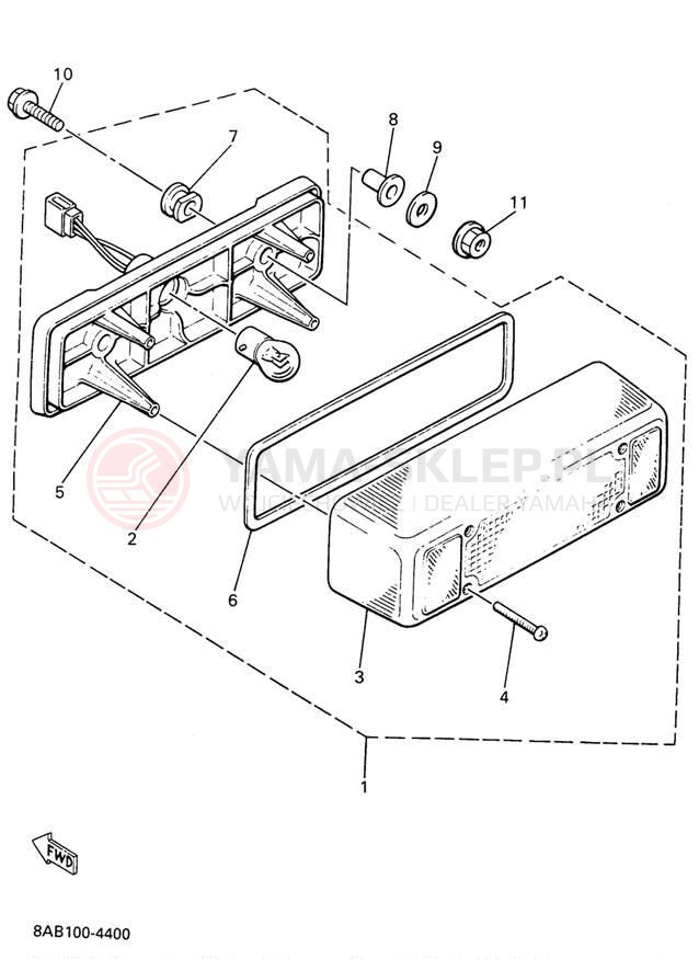 Schemat "lampa tył" do Yamaha VMAX 500 DX VX500DXW