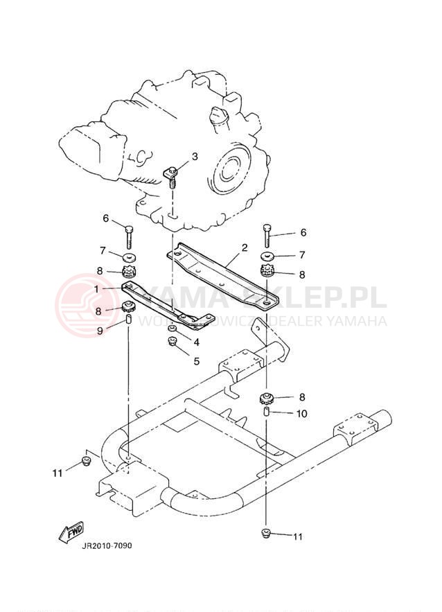 Schemat "Mocowanie silnika" do Yamaha PRO HAULER 700 YXP700AT