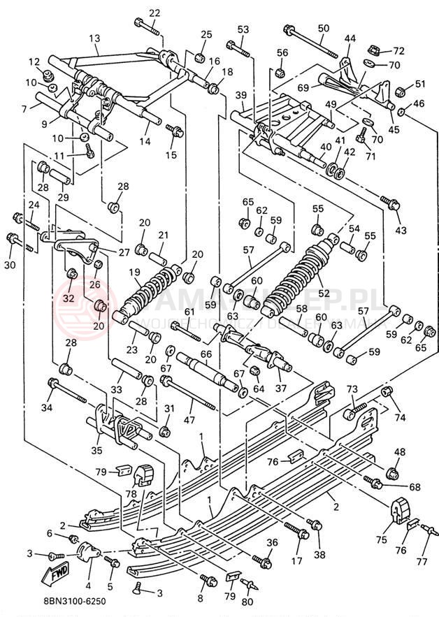 Schemat "Zawieszenie gąsiennicy" do Yamaha VMAX 500 DX VX500DXW