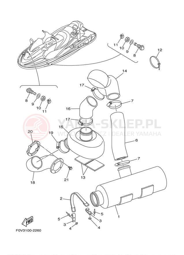Schemat "wydech" do Yamaha XA1200AA