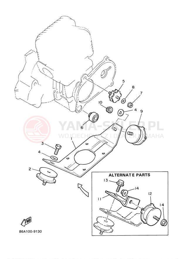 Schemat "Mocowanie silnika" do Yamaha BR250TF