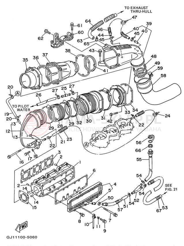 Schemat "wydech" do Yamaha WAVE RAIDER 1100 RA1100U