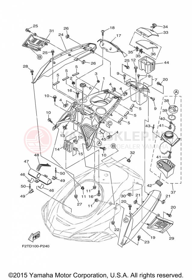 Schemat "ENGINE HATCH" do Yamaha FX CRUISER HO FB1800AP