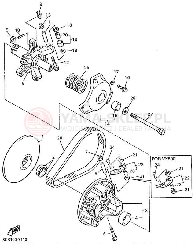 Schemat "PRIMARY SHEAVE" do Yamaha PHAZER 500 PZ500C