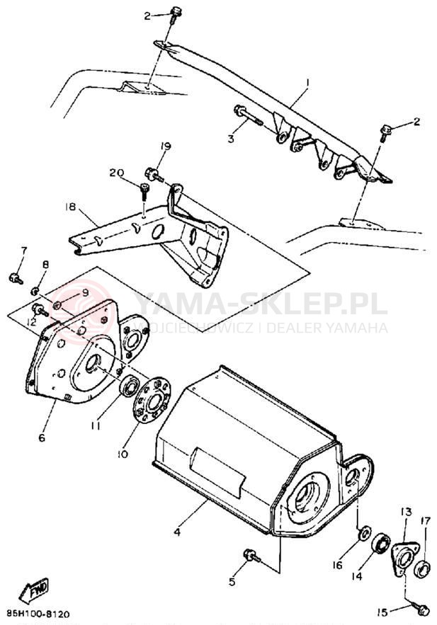 Schemat "Mocowanie silnika" do Yamaha SNOSCOOT (ELEC START) SV80EN