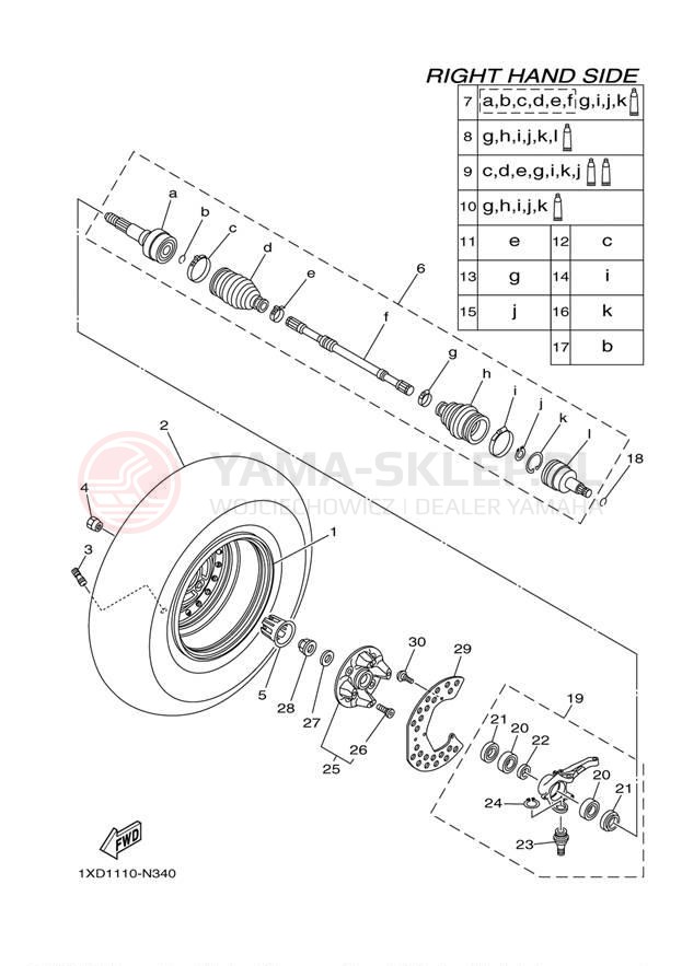 Schemat "Koło przód" do Yamaha VIKING 700 YXM700DEG/YXM700DER