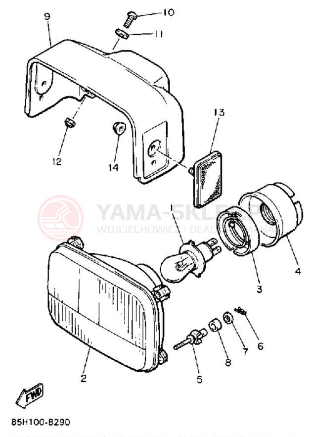 Schemat "Lampa przód" do Yamaha SNOSCOOT (ELEC START) SV80EM