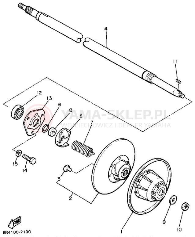 Schemat "Przeniesienie napędu" do Yamaha BRAVO T (LONG TRACK) BR250TN