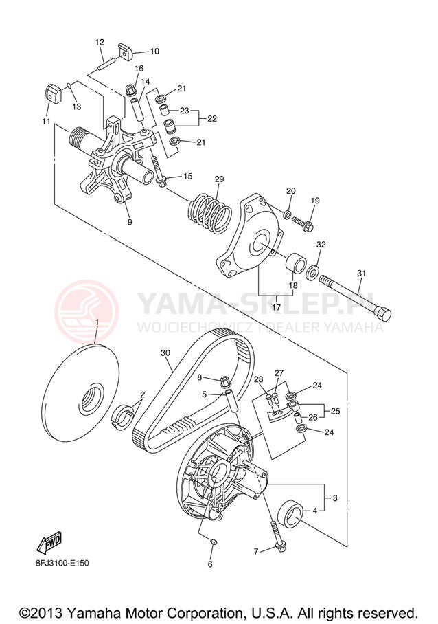 Schemat "PRIMARY SHEAVE" do Yamaha RS VENTURE RST90XR/RST90GTXS