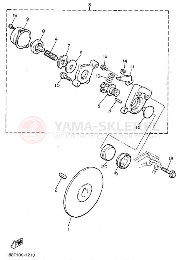 Schemat "hamulec" do Yamaha VENTURE XL VT480V