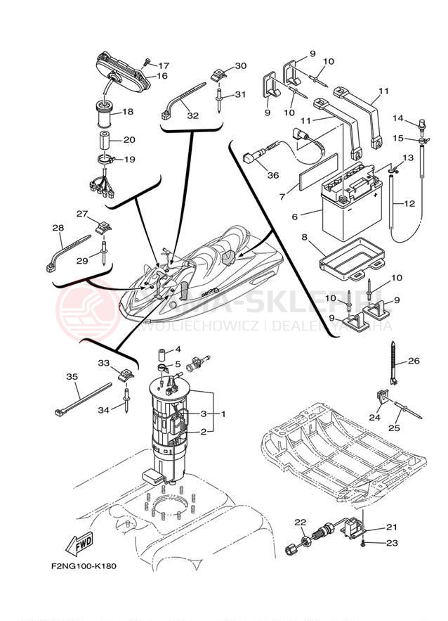 Schemat "układ elektryczny" do Yamaha WAVERUNNER VX SPORT VX1100CN
