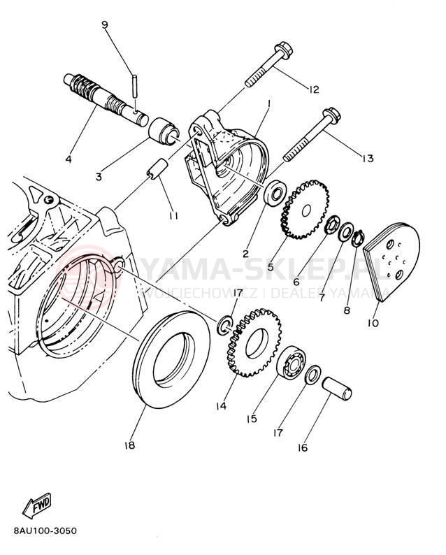 Schemat "przeniesienie napędu" do Yamaha VK 540 III VK540EH