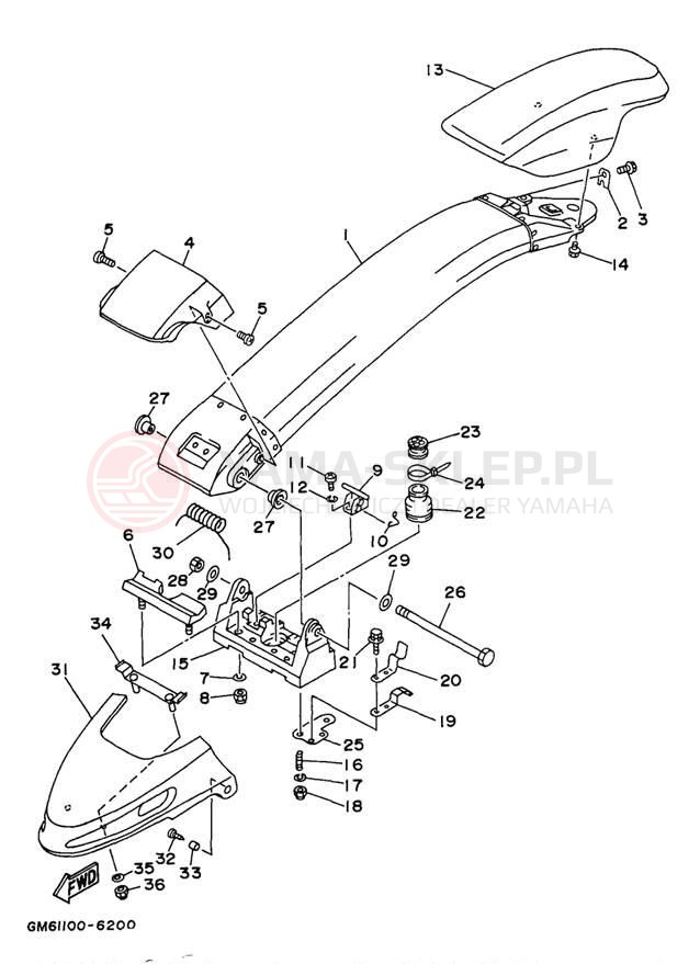 Schemat "Półki zawieszenia" do Yamaha SUPER JET SJ700AV