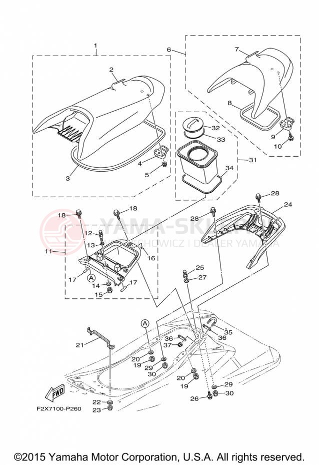 Schemat "Siedzenie i schowek" do Yamaha WAVERUNNER VX VX1100CP