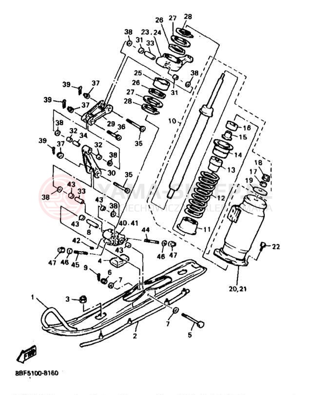 Schemat "płozy" do Yamaha PHAZER SS ELECTRIC PZ480EB
