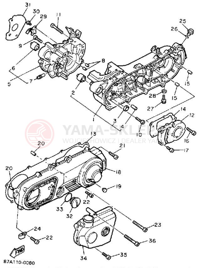 Schemat "Obudowa silnika" do Yamaha SNOSPORT (ELEC START) SV125EP