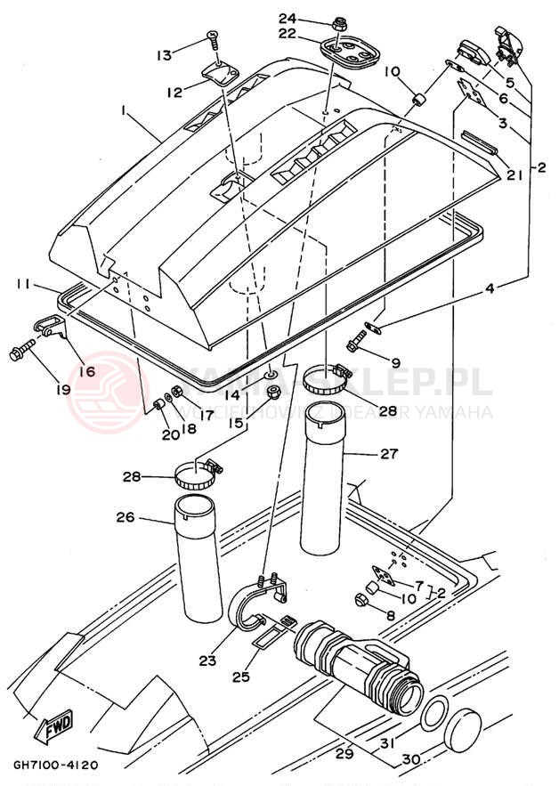 Schemat "ENGINE HATCH" do Yamaha SUPER JET SJ700T