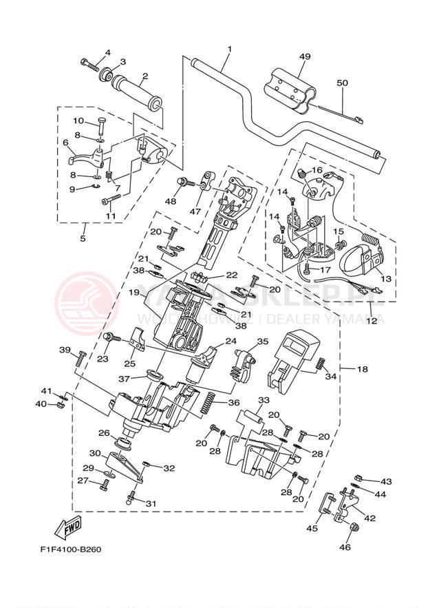 Schemat "Kierownica i osprzęt" do Yamaha XLT1200 XA1200AB