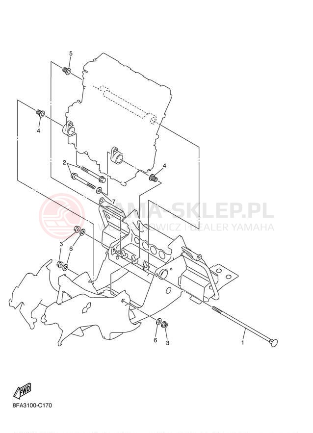 Schemat "Mocowanie silnika" do Yamaha APEX_RTX RX10RTRYB/RX10RYR