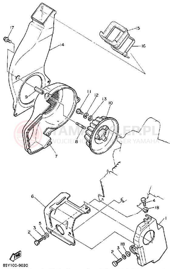 Schemat "Obudowa wentylatora" do Yamaha SNOSCOOT (ELEC START) SV80EN
