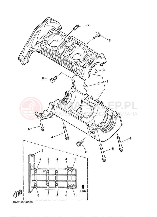Schemat "Obudowa silnika" do Yamaha VK540 III VK540EF