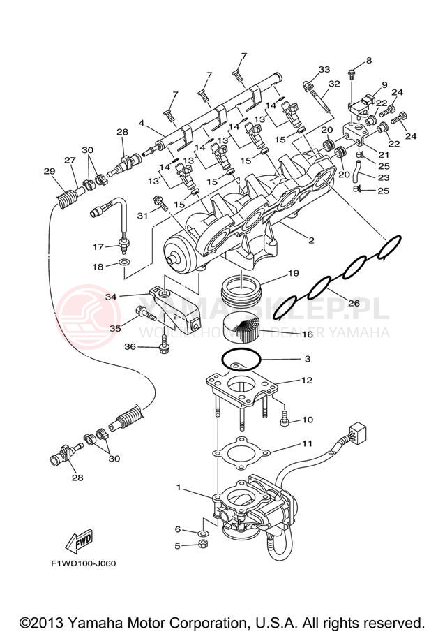 Schemat "Wtrysk paliwa" do Yamaha WAVERUNNER FZR GX1800J