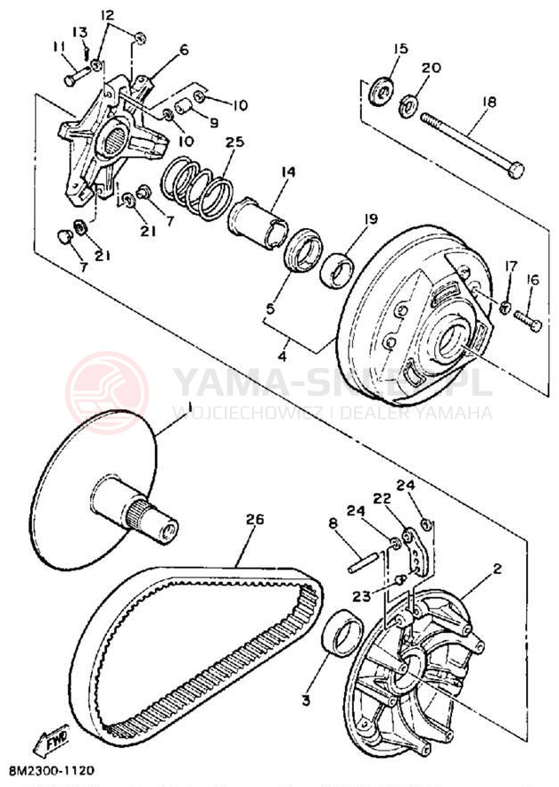 Schemat "PRIMARY SHEAVE" do Yamaha ENTICER 340 ET340K