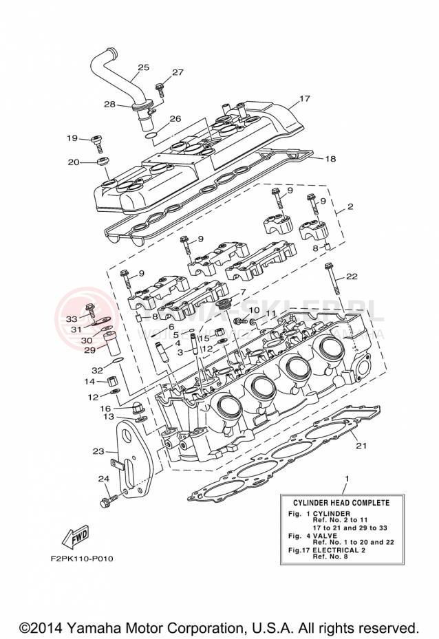 Schemat "cylinder" do Yamaha WAVERUNNER V1 SPORT VX1100DP
