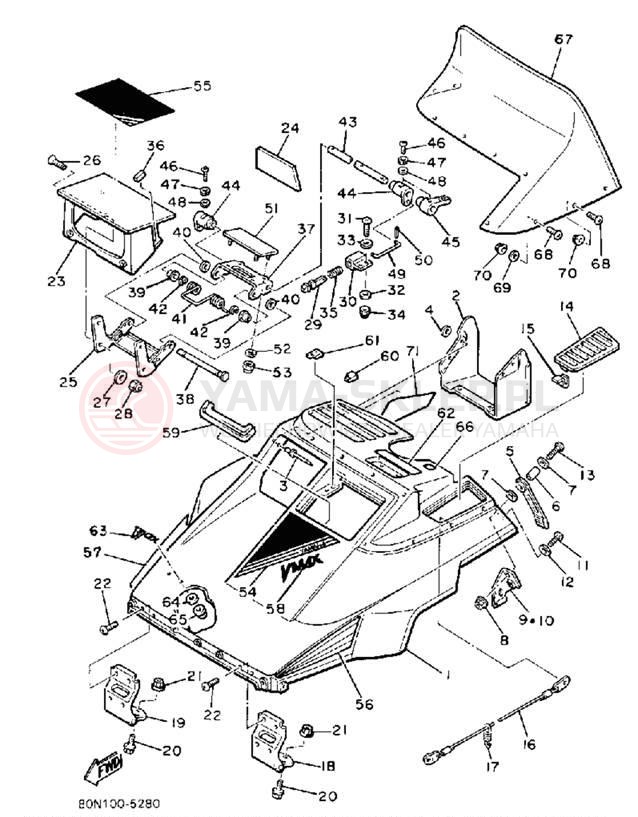 Schemat "SHROUD - WINDSHIELD" do Yamaha V-MAX VMX540J