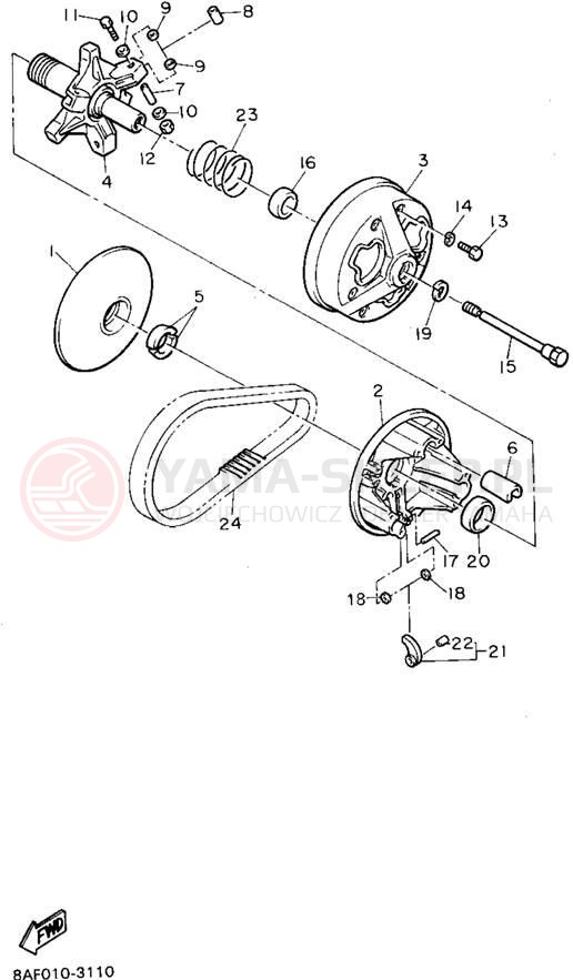 Schemat "PRIMARY SHEAVE" do Yamaha BRAVO LT BR250TV