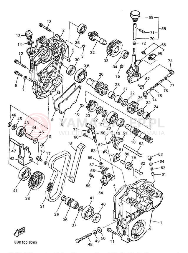 Schemat "Układ napędowy" do Yamaha VENTURE TR VT480TRA