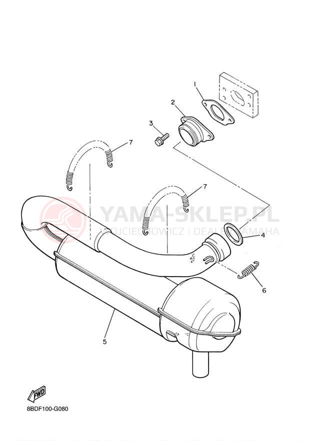Schemat "Wydech końcowy" do Yamaha BR250TY