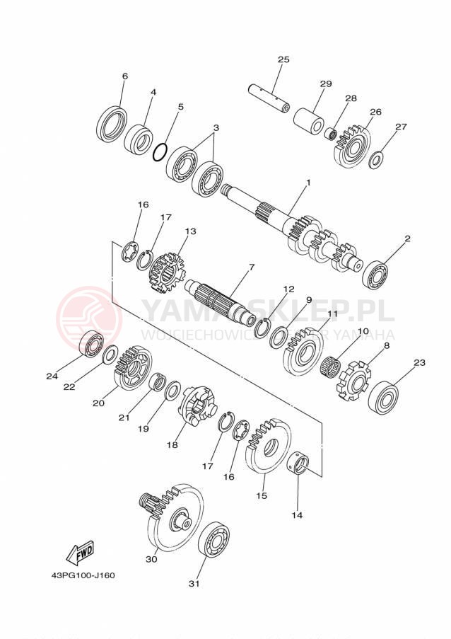 Schemat "Skrzynia biegów " do Yamaha GRIZZLY 4WD HUNTER YFM700DHFH
