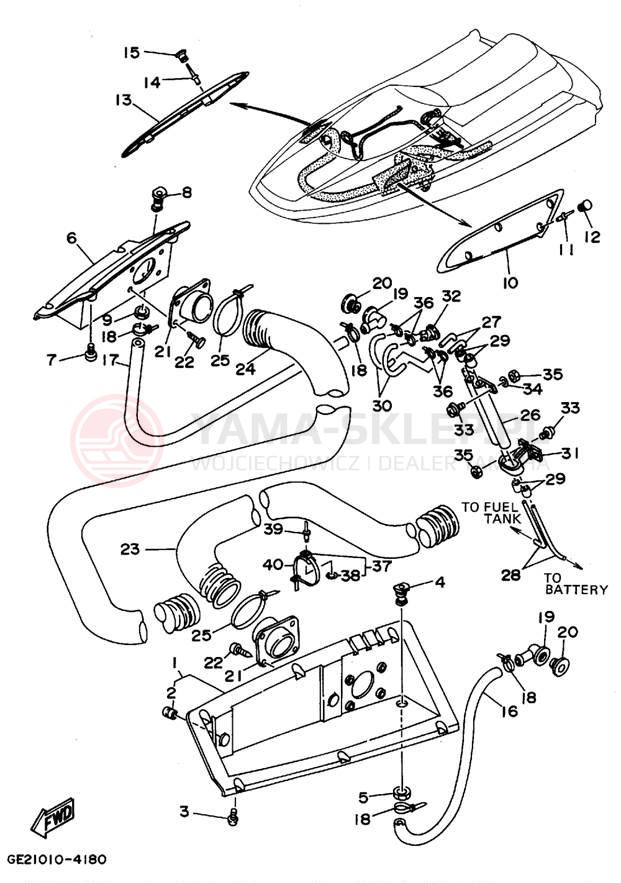 Schemat "odpowietrzenie" do Yamaha WAVE RUNNER III GP WRA700T