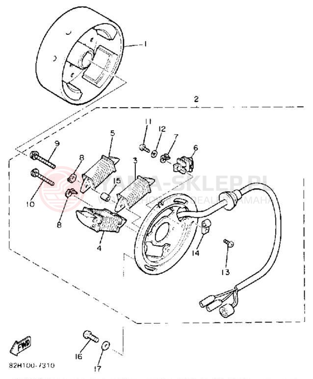 Schemat "prądnica" do Yamaha ENTICER 340 ET340M