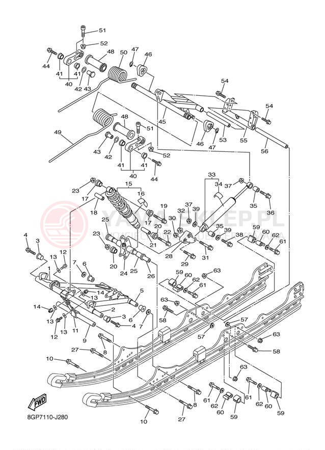 Schemat "Zawieszenie gąsiennicy" do Yamaha PHAZER MTX PZ50MTAW
