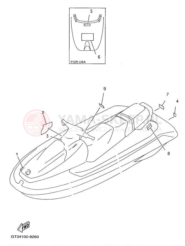 Schemat "naklejki" do Yamaha WAVEVENTURE 700 WVT700W