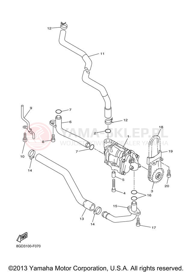 Schemat "Pompa olejowa" do Yamaha APEX MTX RX10MTXL