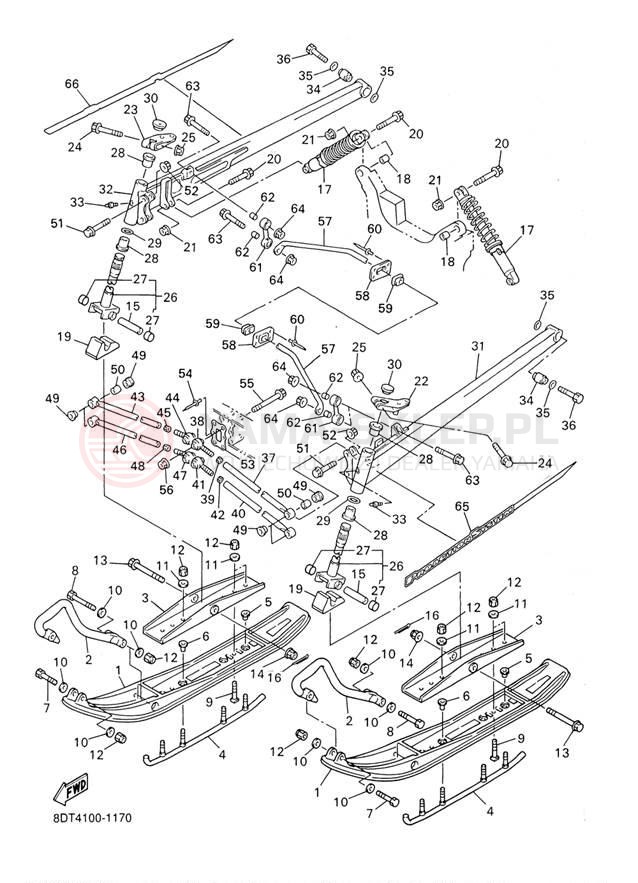 Schemat "płozy" do Yamaha VENTURE 500 VT500F/VX500DXF