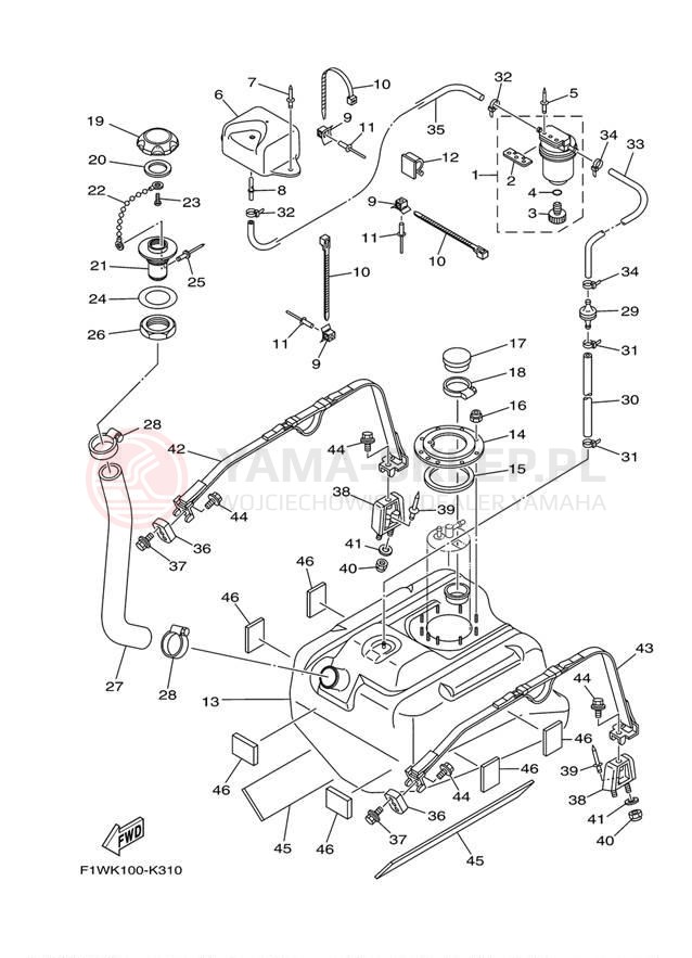 Schemat "zbiornik paliwa" do Yamaha (WAVERUNNER FX HO) FY1800K