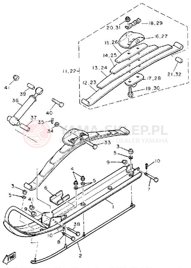 Schemat "płozy" do Yamaha BRAVO LT (LONG TRACK) BR250TT