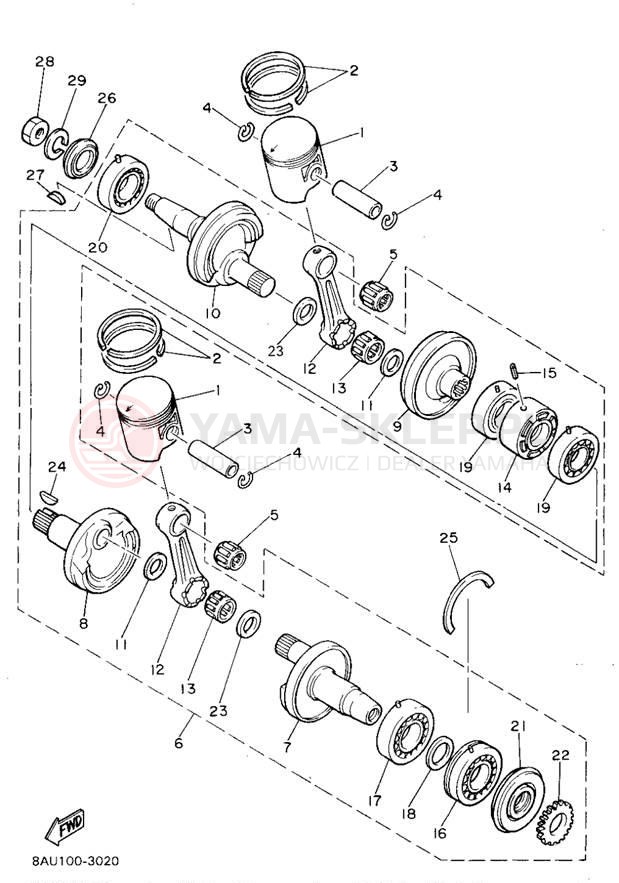 Schemat "Wał korbowy, tłok" do Yamaha VK540 II VK540EV