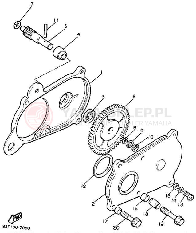 Schemat "PUMP DRIVE - GEAR" do Yamaha BRAVO T (LONG TRACK) BR250TN