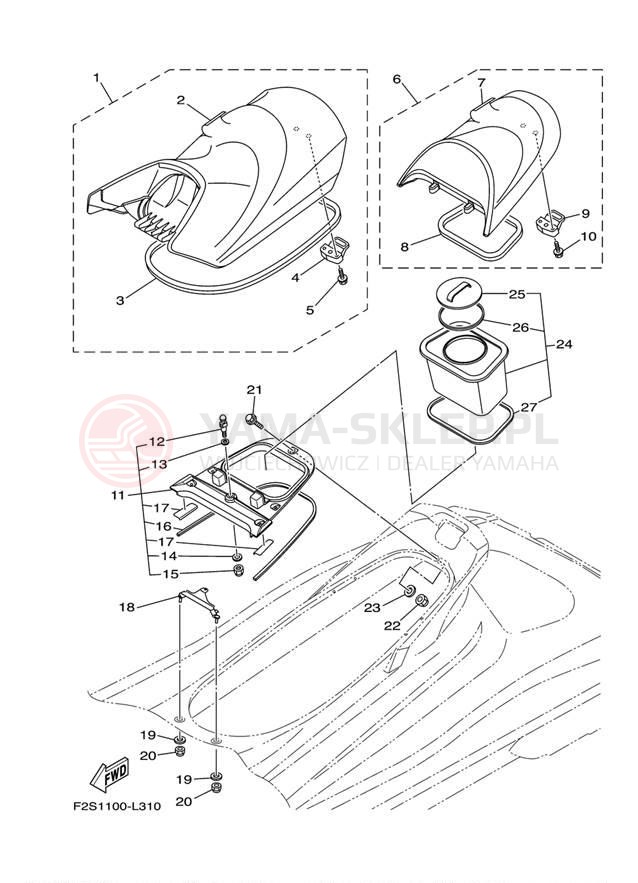 Schemat "Siedzenie i schowek" do Yamaha FX CRUISER SHO FA1800AN