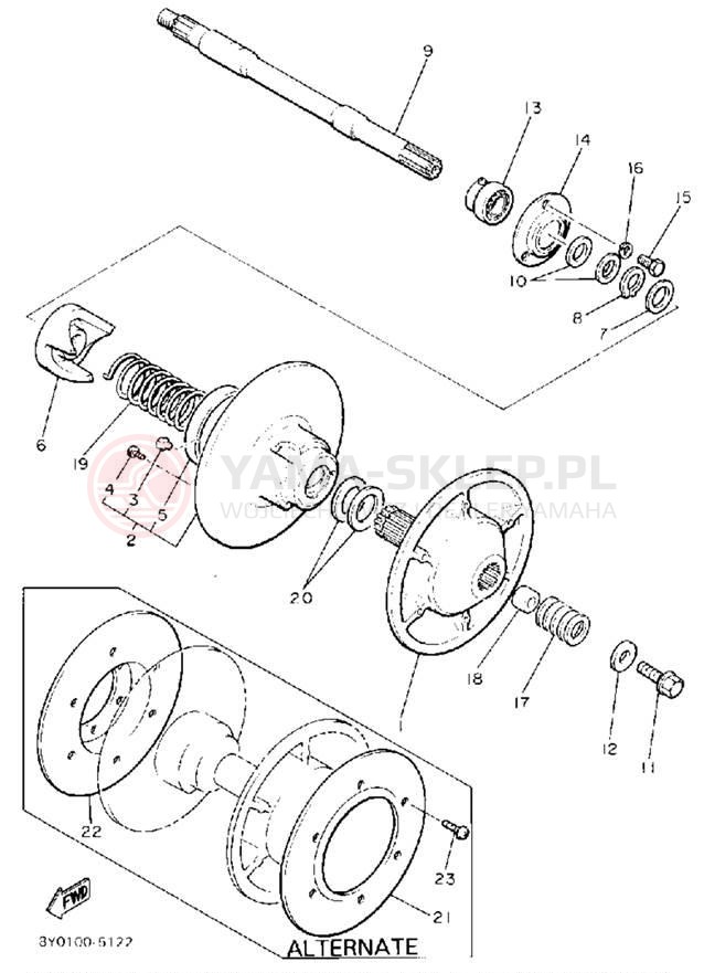 Schemat "Przeniesienie napędu" do Yamaha SRV SR540M