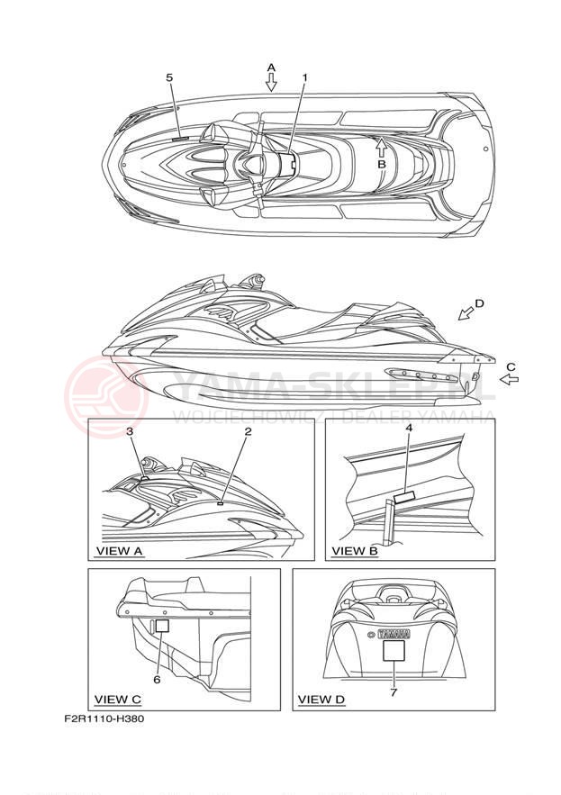 Schemat "naklejki" do Yamaha WAVERUNNER FZR GX1800K