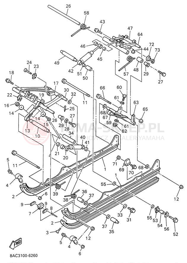 Schemat "Zawieszenie gąsiennicy" do Yamaha VK540 II VK540EW
