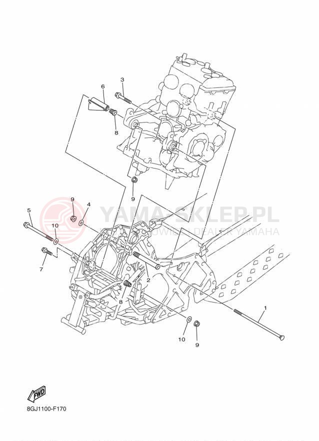 Schemat "Mocowanie silnika" do Yamaha VENTURE MULTI PURPOSE PZ50MPFL