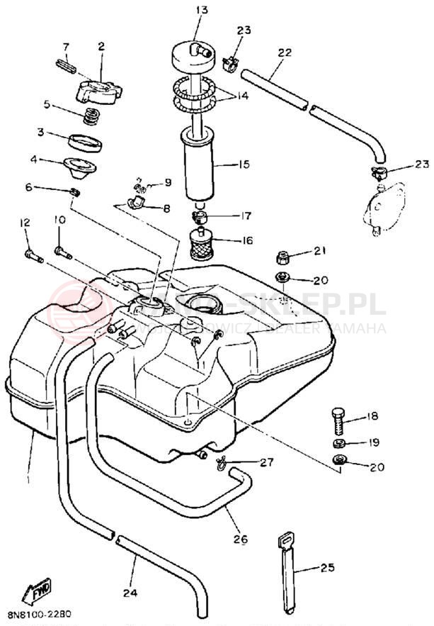 Schemat "zbiornik paliwa" do Yamaha SR540RSR