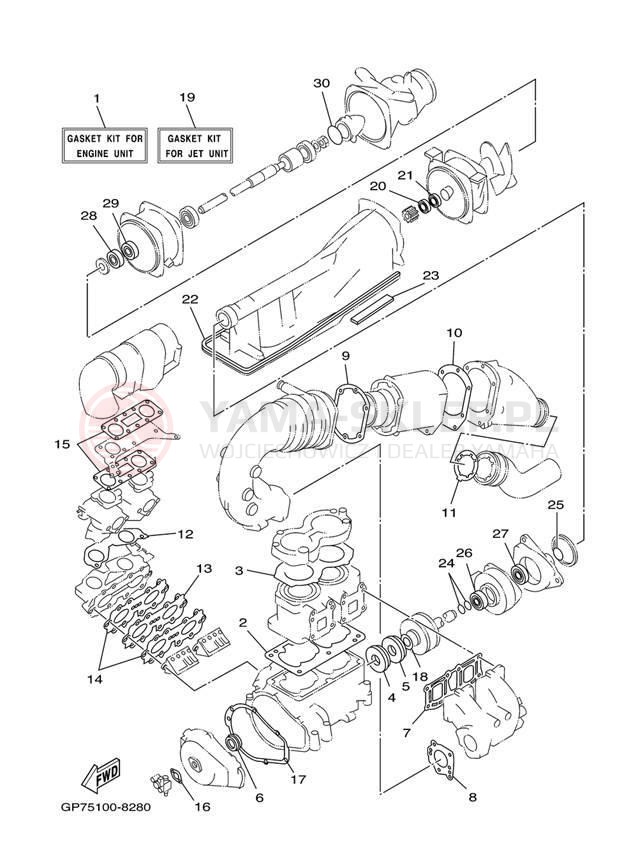 Schemat "Zestaw naprawczy" do Yamaha GP760 GP760Y